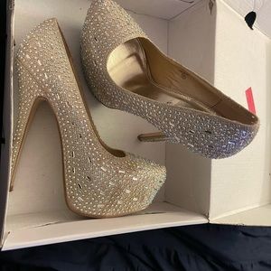 Crystal diamond studded high heels
